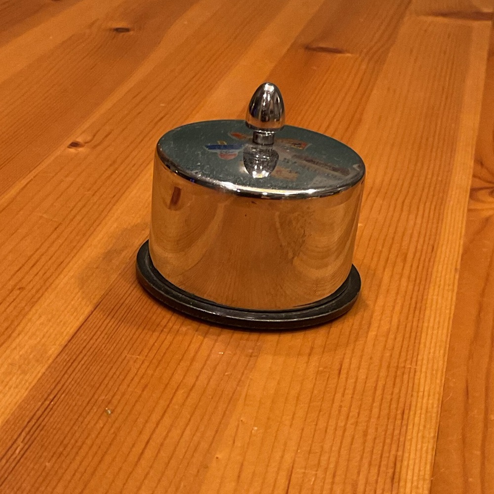 VINTAGE CHROME STAMP DISPENSER MID CENTURY K & McD INC. PATENTED